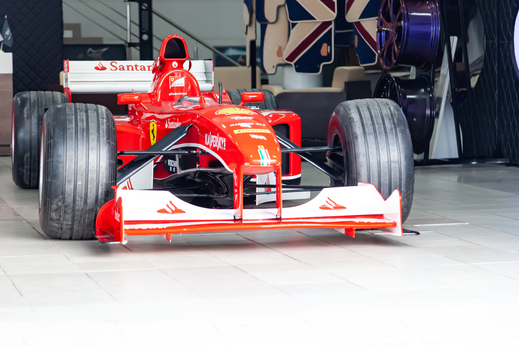 Red Ferrari Racing Sports Cars for Formula 1 in the the Garage B